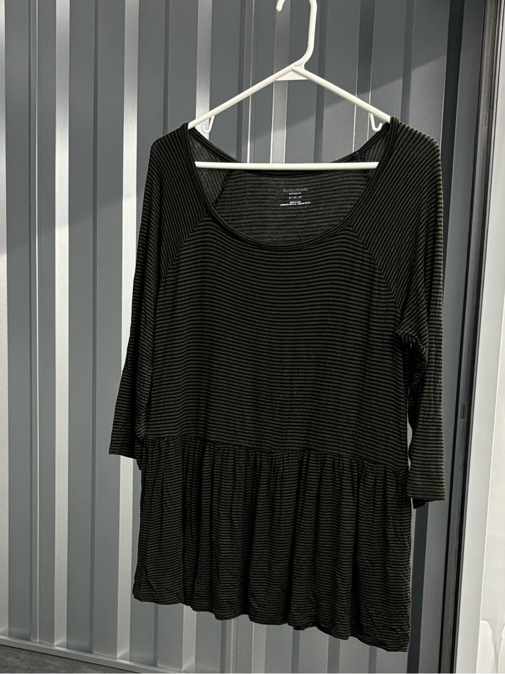 Motherhood Black Striped Peplum Maternity Tunic Top Blouse Long Sleeves M